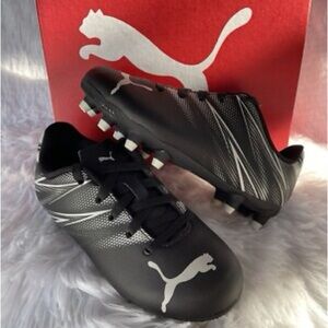 Puma Attacanto FG AG Jr Soccer Cleats Kids Size 5 Black Silver